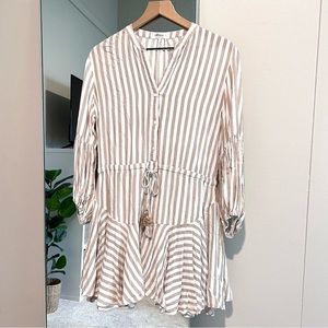 MAHINA Boho Beachy Dress Tan/White